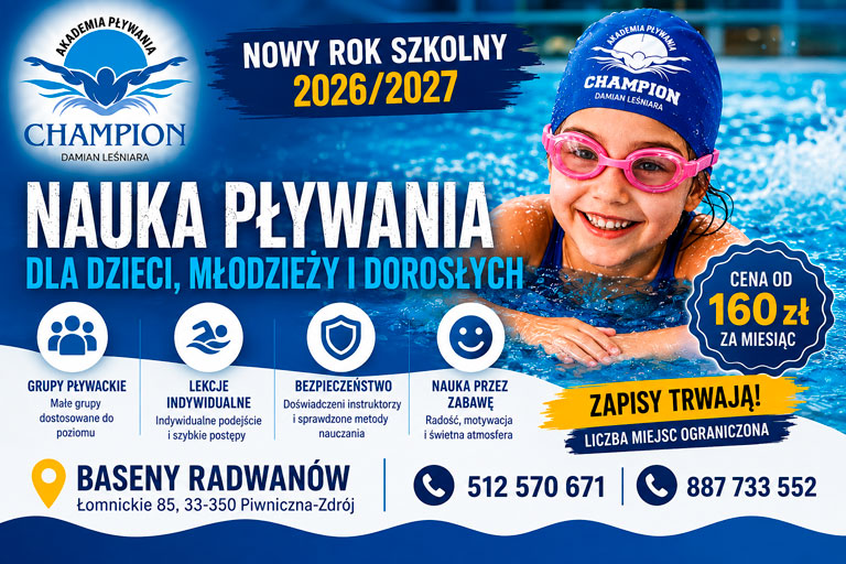 Nauka pływania w Piwnicznej-Zdroju – zapisy na rok szkolny 2026/2027